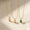 French Emerald Pendant Necklace Titanium Steel Simple Temperament 18k Gold Design Stainless Steel Light Luxury Clavicle Chain Jewelry