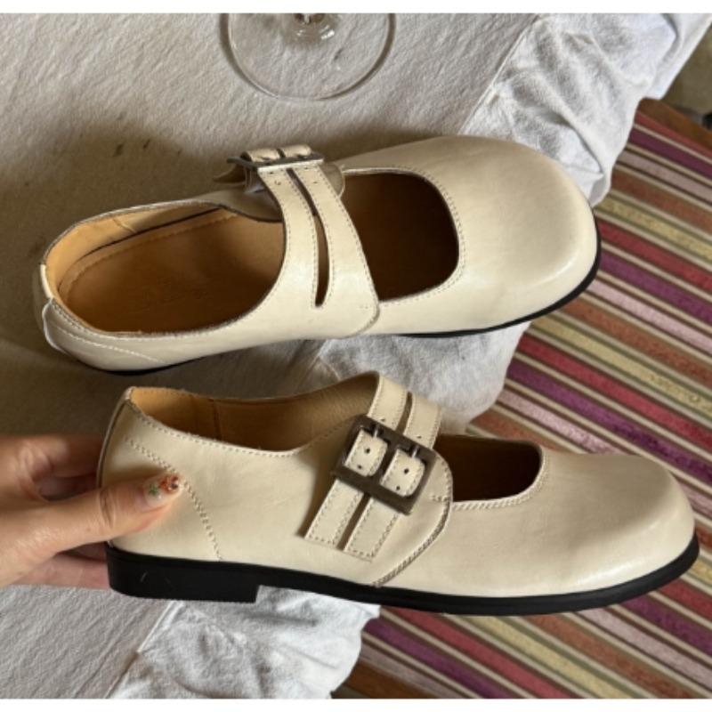 

Fashion New Style Fashion Women s Leather Mary Janes Cowhide Flat Soft Breathable Versatile Casual Full Leather Original Single Shoes 35