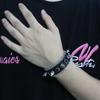 Y2K Gothic Punk Rhinestone Studded Leather Bracelet Wristband