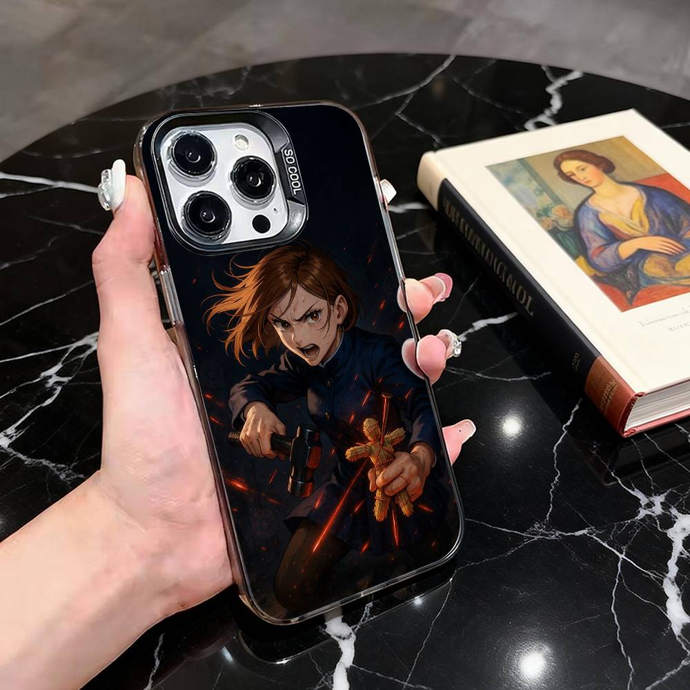 

Jujut-su N-Nobara Kugisaki-NK K-Kaisen Phone Case For iPhone 17,16,15,14,13,12,11 Plus,Pro,Colored Silver Plated Inside Cover iPhoneXSMAX