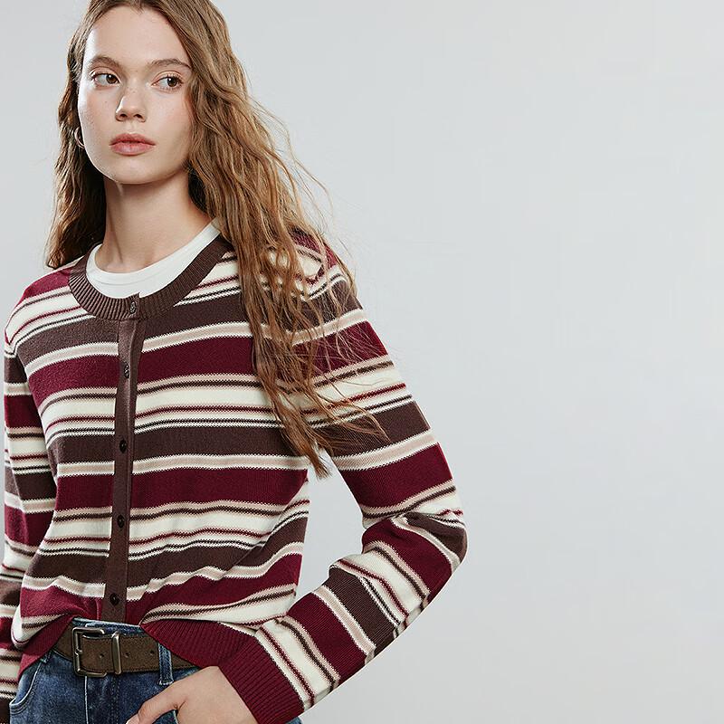 Chuyu Women's Striped Knit Cardigan