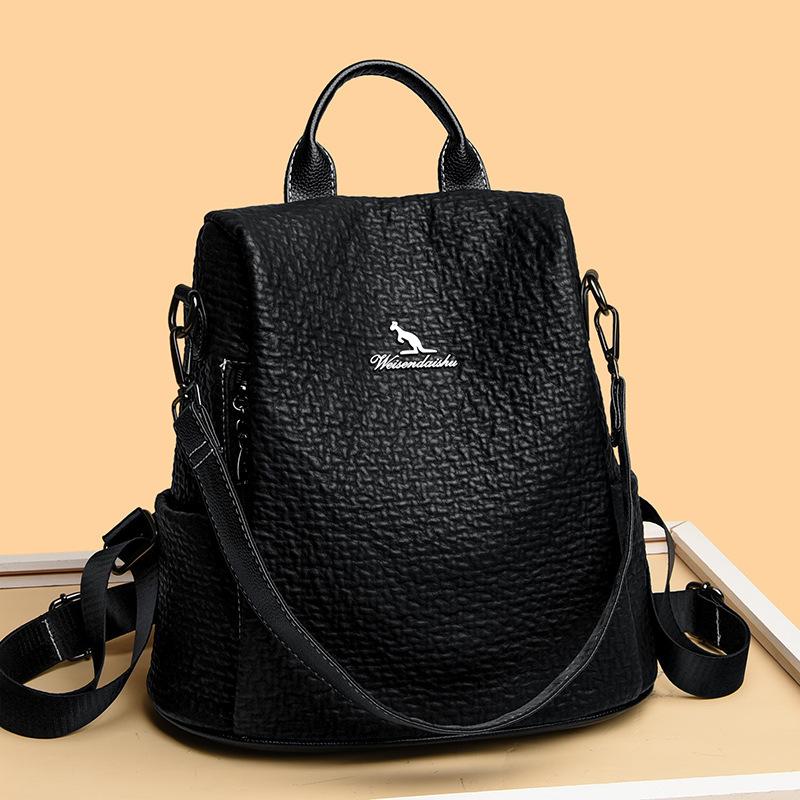 Schoolbag Kangaroo Backpack Women's 1011 New Korean Version Fashion Versatile Large Capacity Travel Backpack Lightweight Anti-School Bag