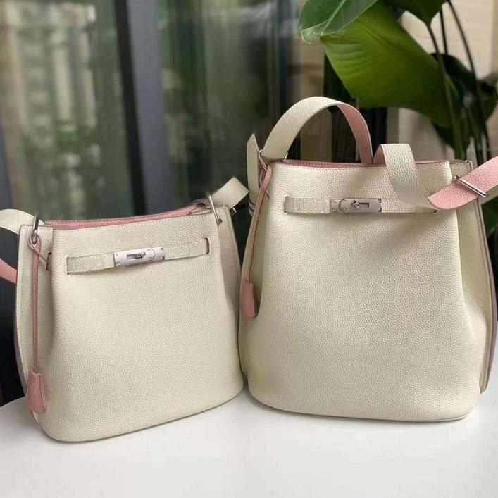 

Togo leather 25-28CM casual bucket bag color matching inner lining 25cm