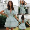 Oversized Batwing Sleeve Dress with Floral Lace Patchwork and Tie-Up Back for Women