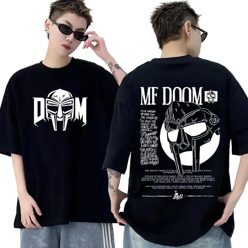 Rapper Mf Doom Graphic T Shirt Madvillainy Metal Music Album T-shirt Men Women Punk Vintage Oversized Cotton Tshirt Streetwear