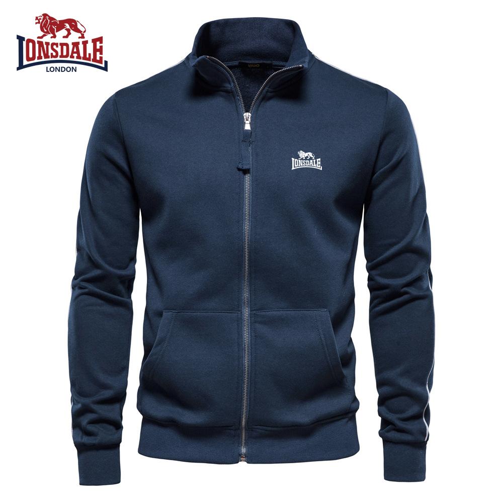 Lonsdale Вышитый Осенний Зимний Новый Мужской Свитшот на Молнии с Воротником-стойкой Длинным Рукавом Спортивный Контрастного Цвета Повседневный Кардиган-Куртка XXL 4350₽