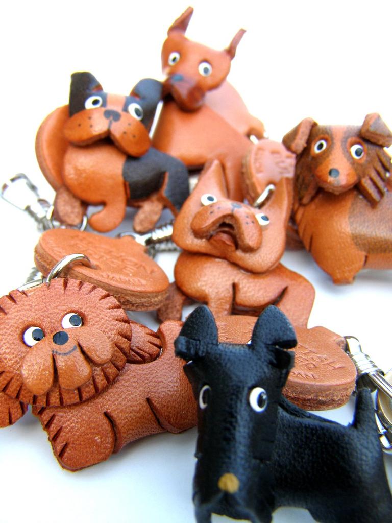 Genuine Leather Keychain for Basenji VANCA CRAFT by Artisans in Dogs, (Handmade Japan)