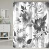 Floral Shower Curtain, Blue Watercolor Flower Shower Curtains For Bathroom, Modern Minimalist Waterproof Fabric Bath Curtain