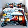 Winter Birds And Lantern Scene Kid'S And Adults' Bedroom Decor, Exquisite Three-Piece Bedding Set Gift