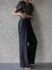 Memua Fake Denim Herringbone Slacks (Dark Blue)