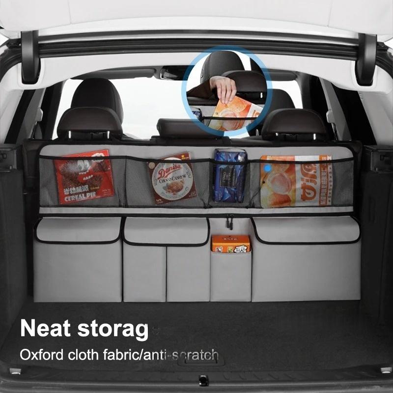 9-Pocket Car Organizer Seat Back Hanging Storage Bag Wear-Resistant Oxford Colth SUV/MPV Trunk Organizer with Zipper