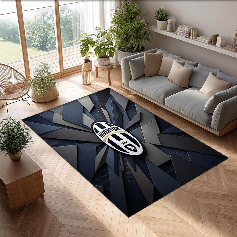 Juventus FC bedruckter Flanell-Teppich rutschfest weicher Polyester-Bodenbelag Indoor-Dekormatte für Schlafzimmer Wohnzimmer Sofa