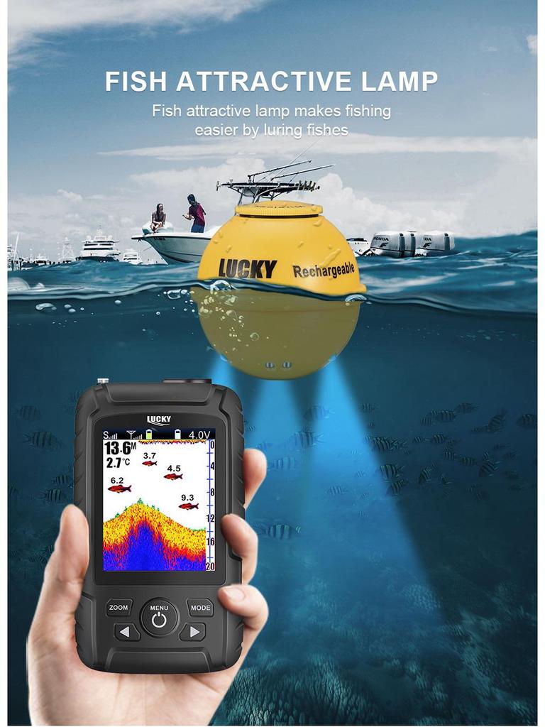 Šťastný bezdrátový HD vyhledávač ryb s barevným displejem - Prémiový podvodní sonar pro rybolov