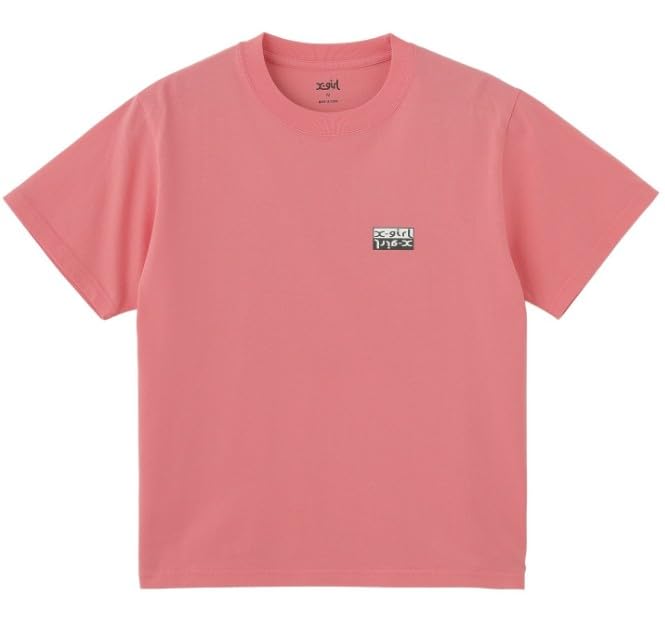 X-girl Bicolor Box Logo Short Sleeve Tee, Pink, Medium, 105252011010