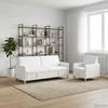 2 Piece Storage Sofa Set White Polyester
