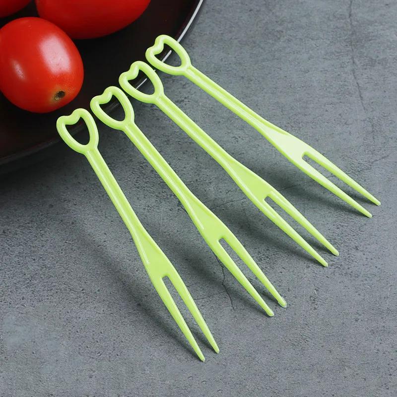 100Pcs Fruit Fork Cake Dessert Food Fruit Pick Children Snack Mini Party Festival Love Tableware Decoration Plastic Toothpick