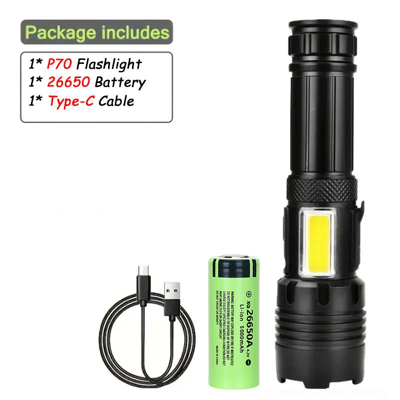 Powerful Rechargeable Led Flashlights Ultra Bright Tactical Torch Light Emergency Telescopic Zoom Light for Outdoor Camping Lamp