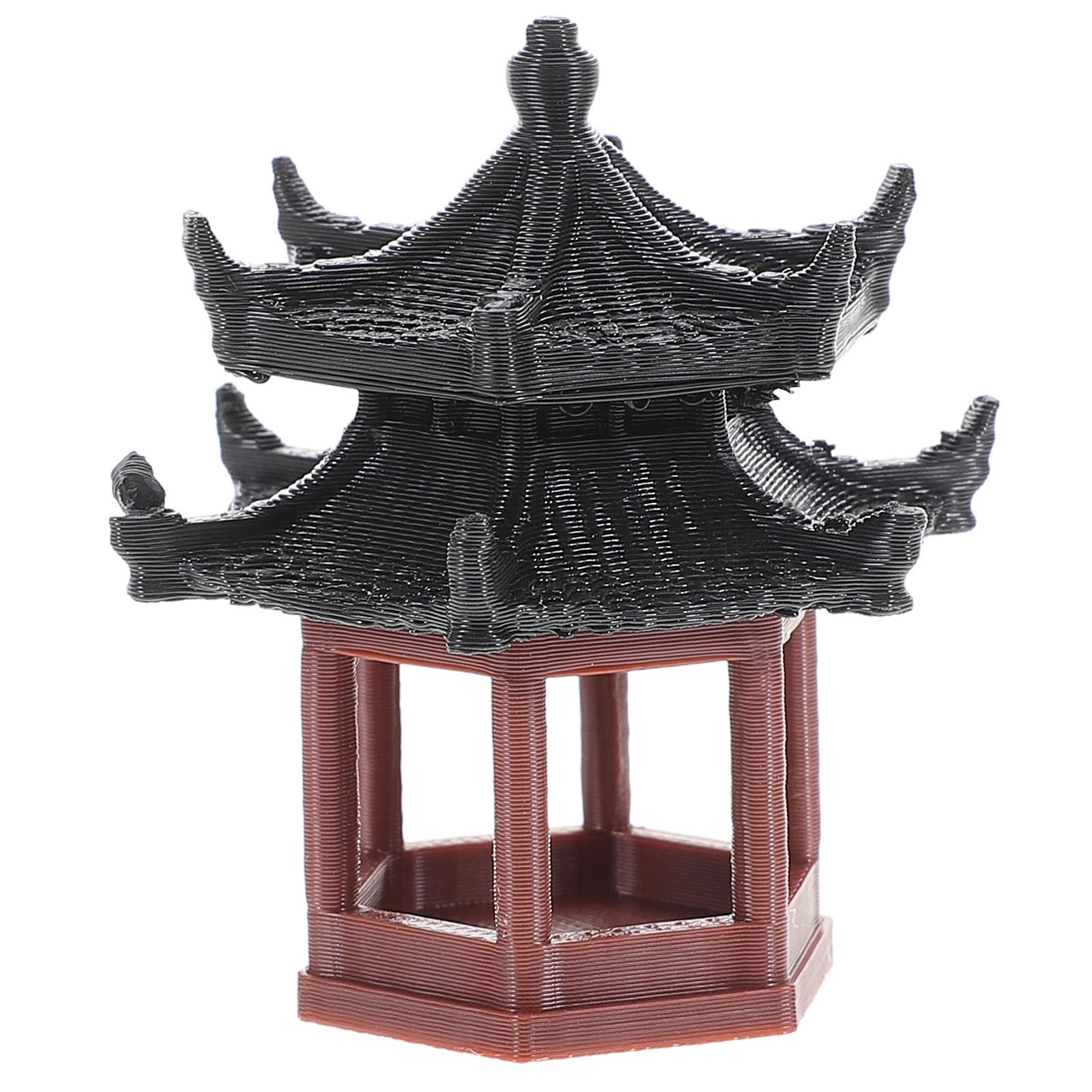

Miniature Chinese Hexagon Pavilion Traditional Architecture Decor for Micro Landscape Fish Tank Bonsai Garden Ornament 3.7X3.5X3.5CM