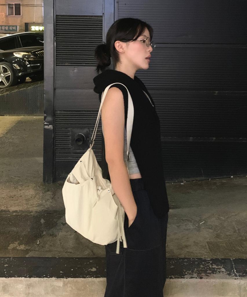 Phoenix Origin String Pocket Shoulder Bag - Beige