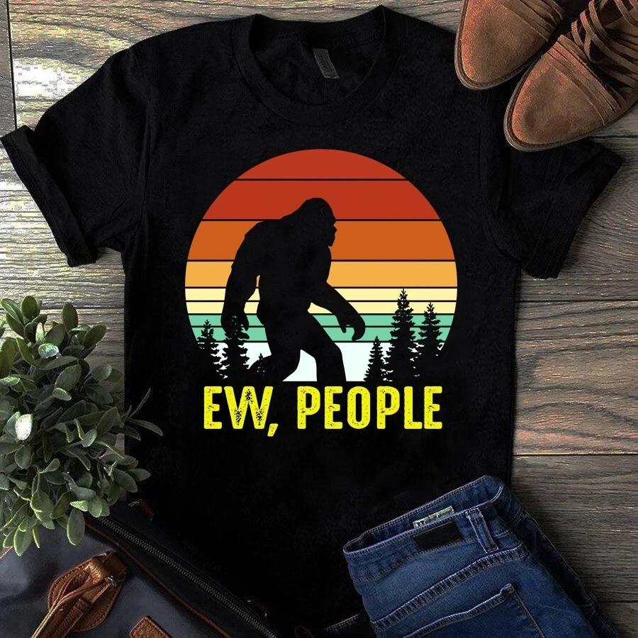 Ew People Bigfoot Camping Retro Vintage Men s and Women s T-shirts M