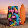 Flamingo Wave Beach Towel Pink Bird Print Colorful Abstract Design Oversized Quick Dry Bath Towel For Women Summer Party