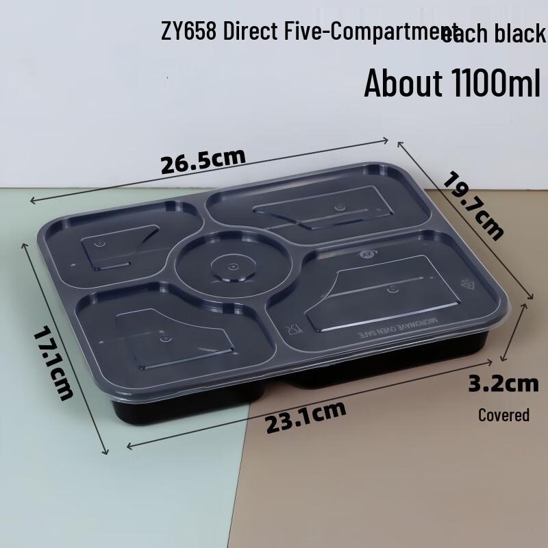 MOLUONA 5-Compartment Disposable Food Containers with Lids