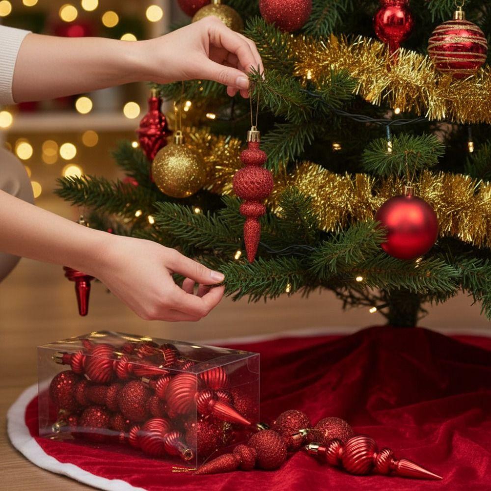 16Pcs with Hanging Rope Christmas Hanging Balls Special Shaped Xmas Tree Party Decorations New Year