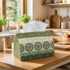 1pc Bohemian Mandala Border Tissue Box - Multi-functional Napkin Dispenser, Two Sizes Available Made of Durable Polyester, Decorated with Sage Green S