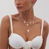 Jewelry, simple ethnic imitation pearl beaded necklace, niche design sun pendant collarbone chain women