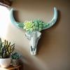 Retro Flower Cow Skull Ornaments Resin Bull Head Figurines Art Craft White Ox Head Miniature Ornament for Bar Hotel Living Room