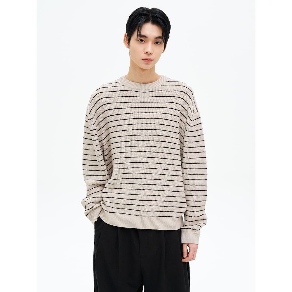 8Seconds Pinstripe Knit Pullover Ivory Ivory/M