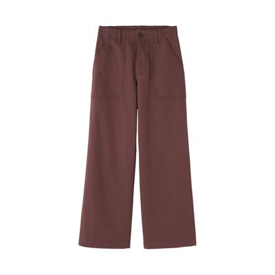 MUJI Washed Herringbone Baker Straight Size BE1Y1A5A Women's Pants, Brown, L,