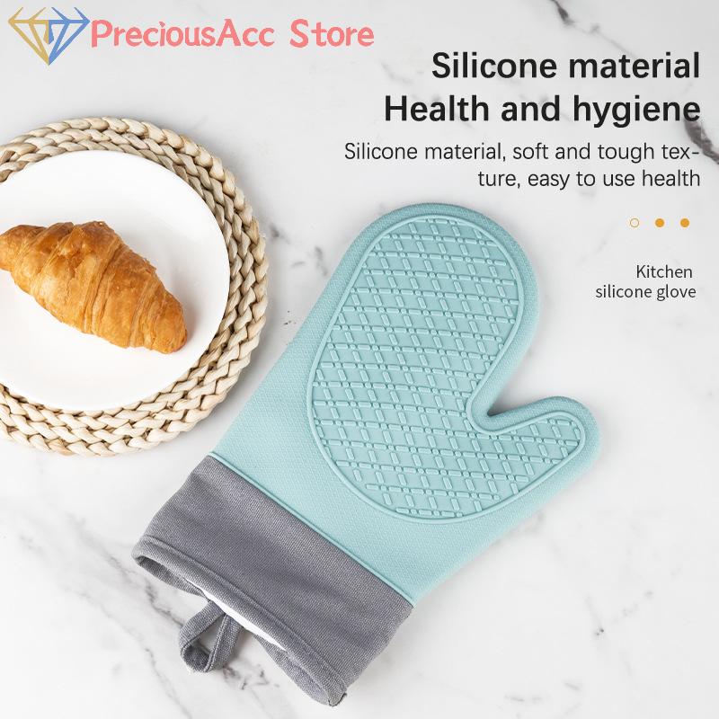 1PCS Oven Gloves Silicone Gloves High Temperature Resistant Anti-burn And Non-slip Kitchen Microwave Baking Dessert Tools