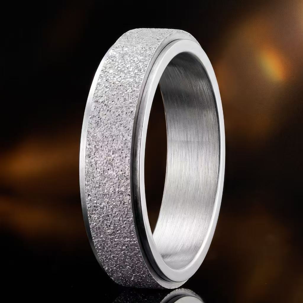 Boys Fashionable Stainless Steel Ring Does Not Fade Ins Wind Chain Rotation Rotation Decompression Titanium Steel Ring Element Ring
