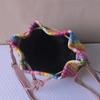 Rainbow Striped Beach Straw Bag Woven Shoulder Bag Colorful Crossbody Bag  Women
