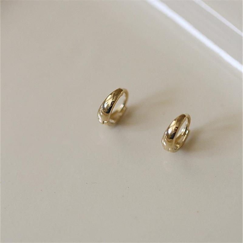 

925 Sterling Silver 14k Gold Plated Simple Geometric Glossy Earrings for Women Temperament Korean Jewelry Accessories Gold