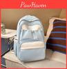 Nylon Backpack Trendy For Girls With Letter Print And Color Design Blocking