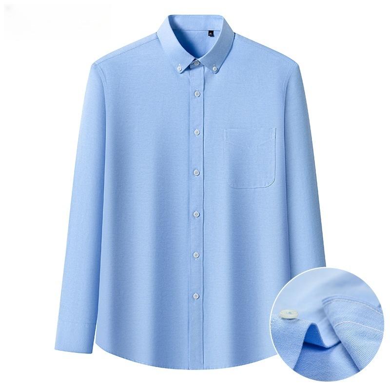 100%Cotton Men's Oxford Shirt Long Sleeved For Male Comfort Breathable Classic Regular Fit Casual Social Shirts Men Clothing