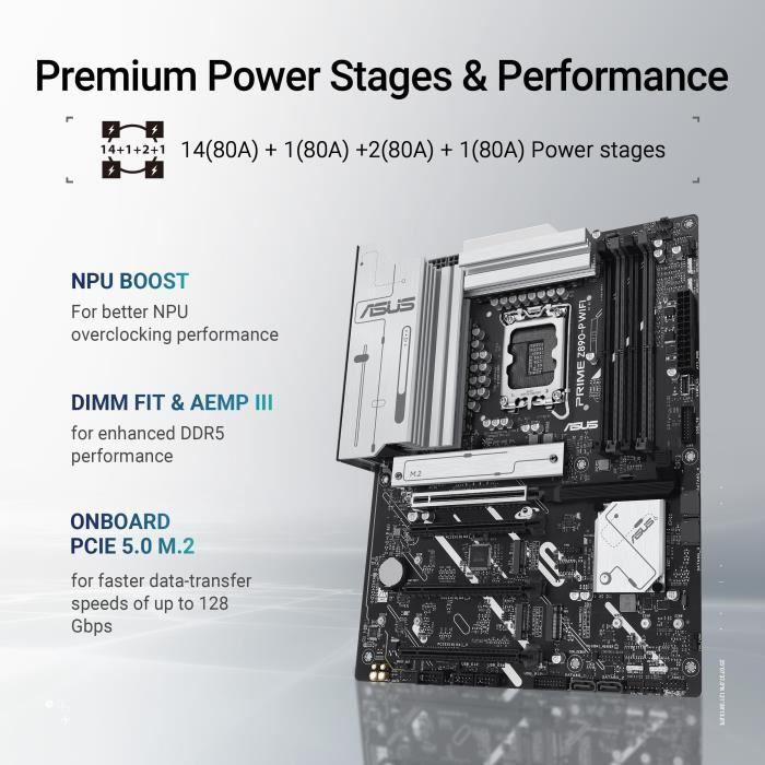 Carte mère - asus - prime z890-p - socket lga1851 - pcie 5.0 - rgb