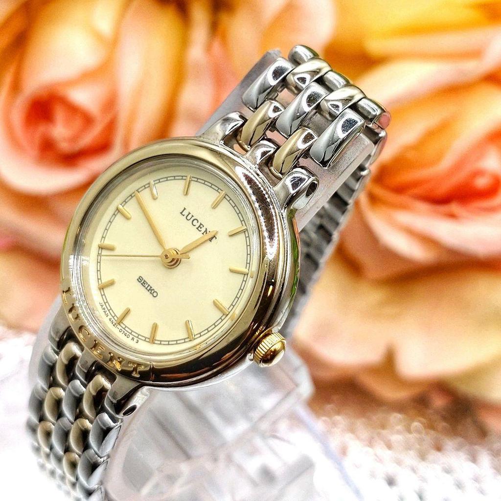 [USED] Seiko Lucent Pair Watch with Battery, Instructions, and Box, Silver Gold