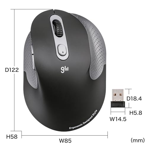 Sanwa Supply Silent Wireless Ergonomic Mouse (2.4GHz Wireless, 58mm Height) MA-EWBS528LBK