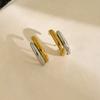 Mix Color Double Layer Earrings Gold Silver Huggie Earrings Geometric Earrings  Trendy Accessories