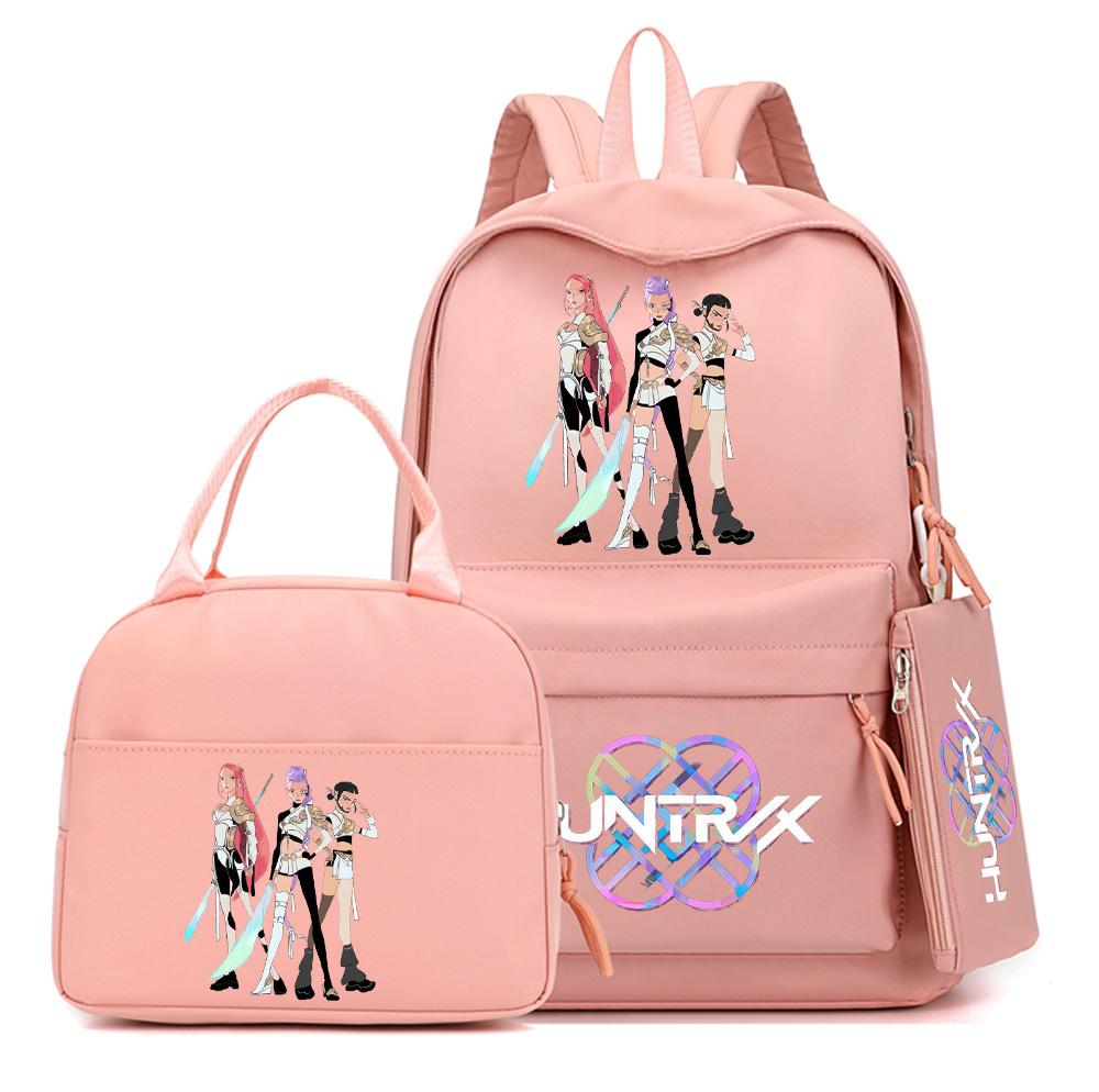 4Pcs/set Anime K-Pop Printed Backpack with Pencil Case Handbag for Teenager Student Boy Girl Bookbag Schoolbag Large Capacity Travel Bag Rucksak
