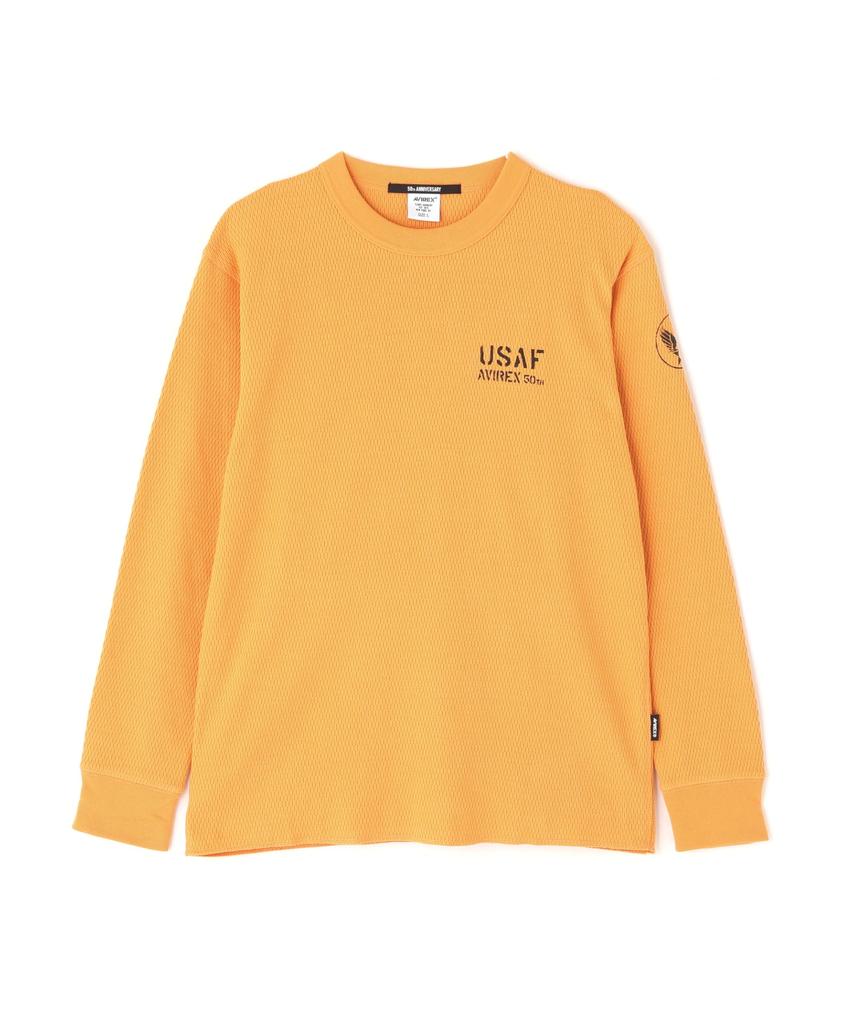 AVIREX HONEYCOMB WAFFLE USAF L/S T-SHIRT M orange 783-5230030