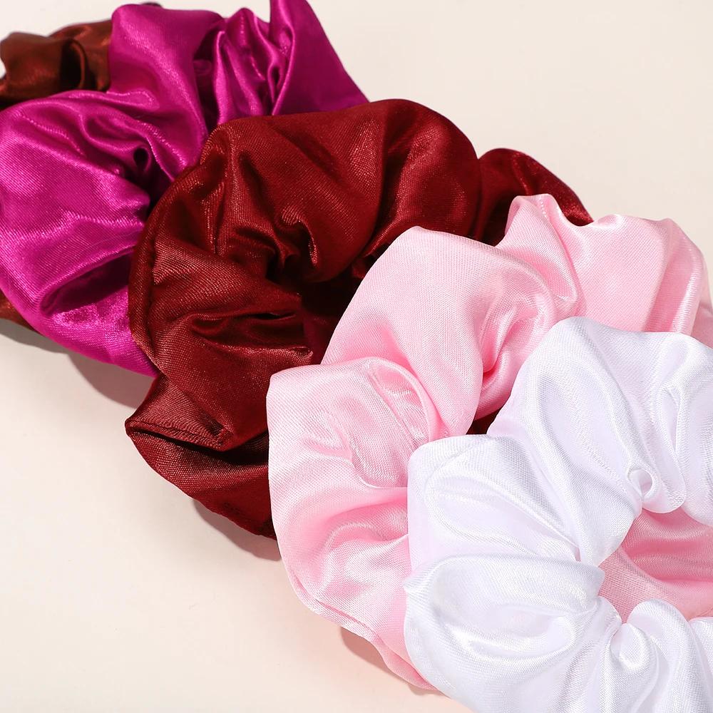 6pcs 4inch Women Silk Scrunchie Elastic Hair Band Multicolor Sweet for Girls Ponytail Holders Chic Hair Rope Hair Accessories