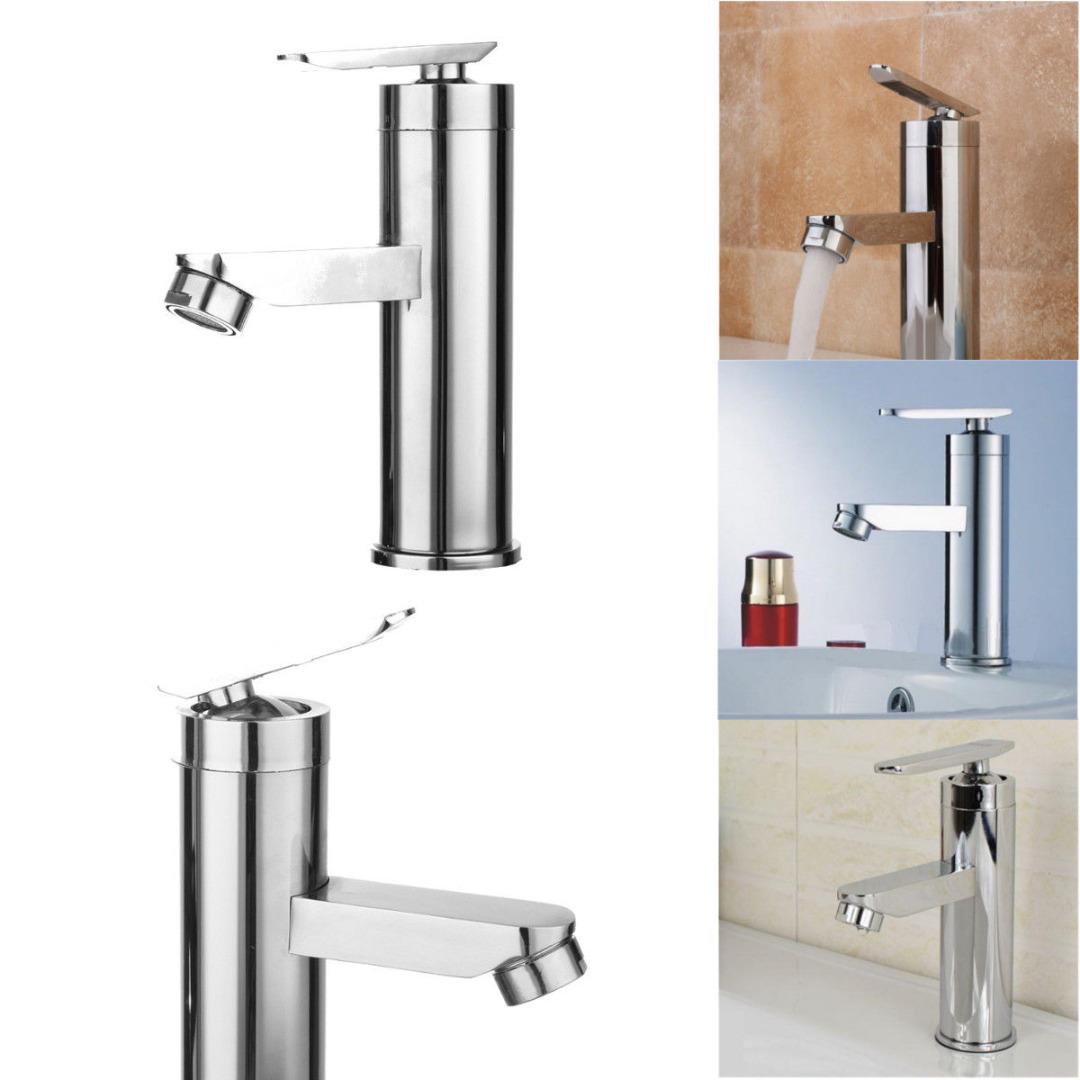 

Хромована раковина з однією ручкою. Змішувач для холодної та гарячої води. Водоспад. Змішувач для раковини.