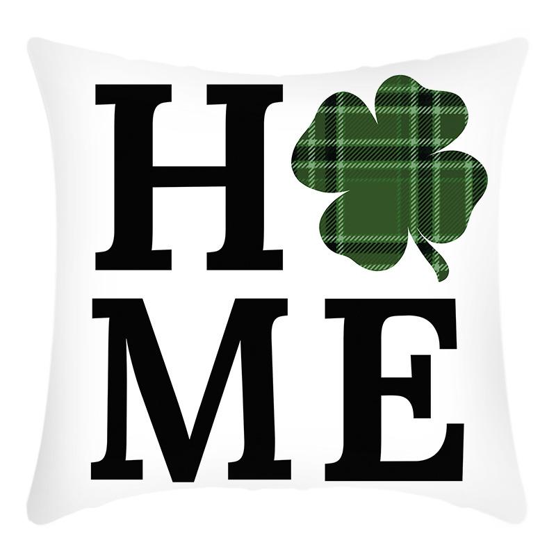 

New Pillowcase Green Plant Print Four-leaf Clover Print Pillow Home Sofa Cushion Cover 45 * 45Cm pillowcase