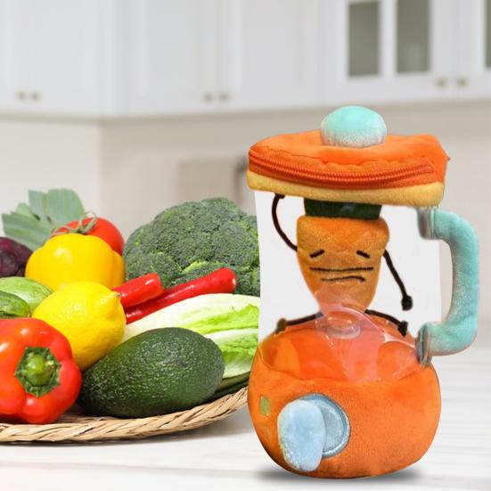 Carrot Blender Plush Toy Fun Drawstring Rotating Stuffed Vegetable Doll 6 Inches Interactive Wind-up Carrot Juicer Plushie Carrots Backpack Decor