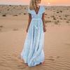 Summer Women's Beach Holiday V Neck Long Maxi Dress Ladies Boho Holiday Sundress