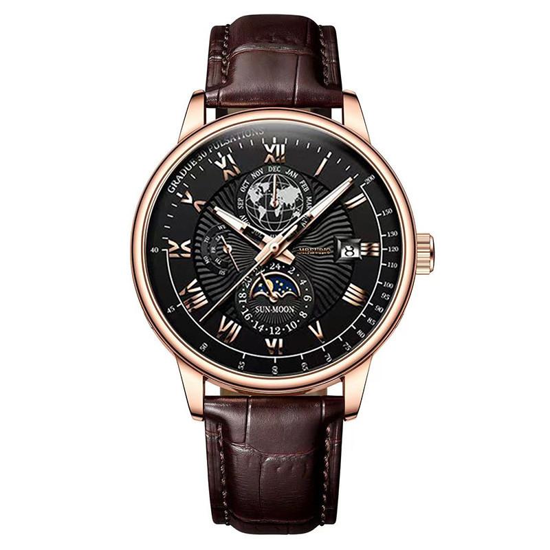 Modern Mens Watch With Calendar Function And Leather Strap For Business Use